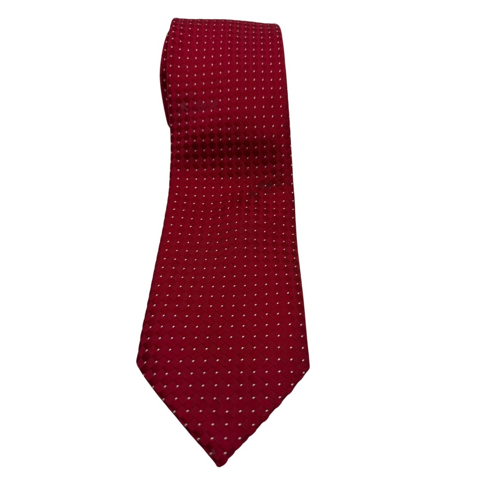 Donald J Trump Signature Collection Red Silk Pin Dot Geometric Tie (TB29)